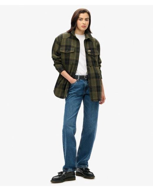 Superdry Green Borg Check Overshirt