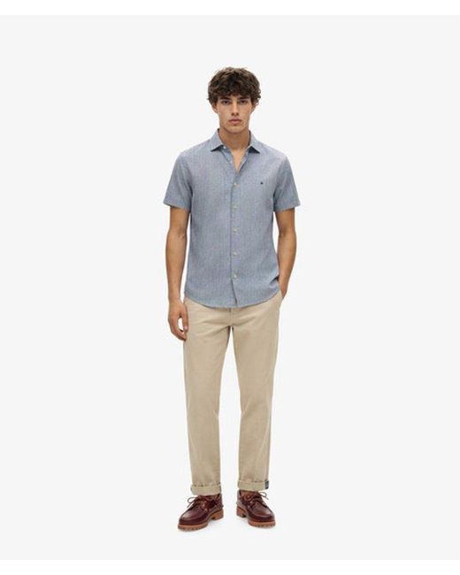 Superdry Blue & Co Riviera Short Sleeve Linen Shirt for men