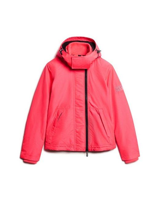 Superdry Pink & Co Fully Lined Embroidered Logo Hooded Mountain Windbreaker Jacket