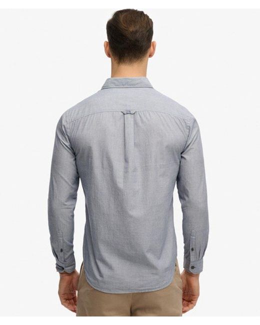 Superdry Gray & Co Cut Away Poplin Long Sleeve Shirt for men
