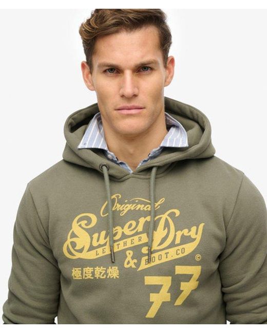 Superdry Green & Co Leather & Boot Co Script Hoodie for men