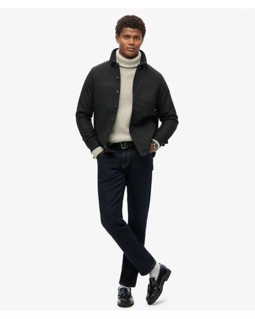 Superdry Black & Co Merchant Wool Texture Overshirt for men