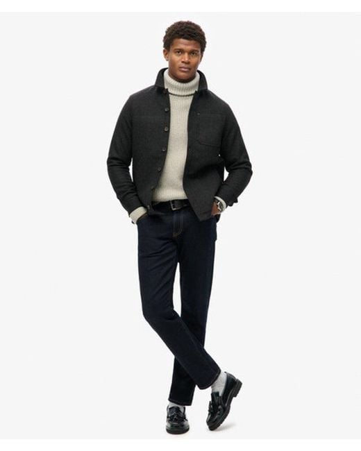 Superdry Black & Co Merchant Wool Texture Overshirt for men