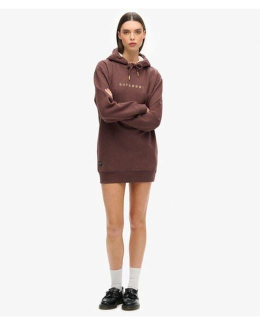 Superdry Brown Luxe Metallic Logo Hoodie Dress