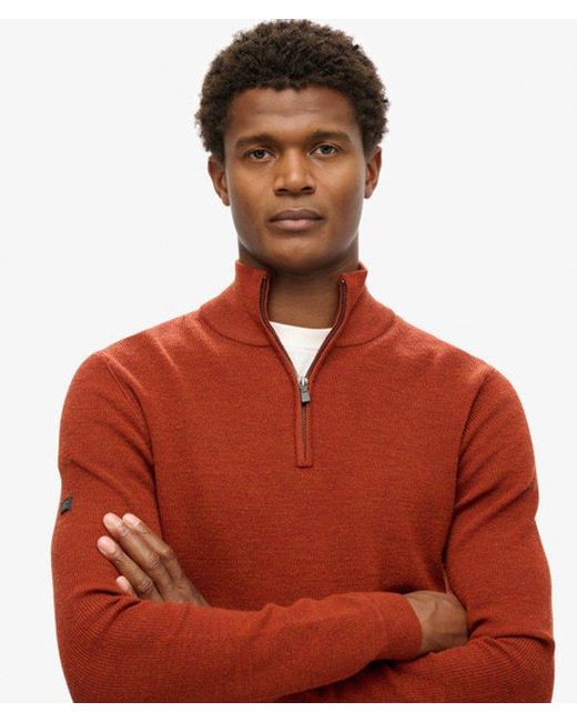 Superdry Red & Co Merino Half Zip Jumper for men