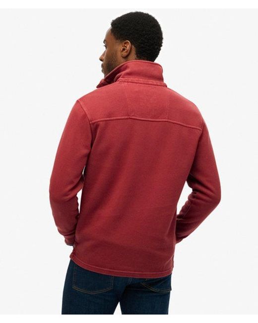 Superdry Red & Co Cotton Classic Pique Half Zip Sweatshirt for men