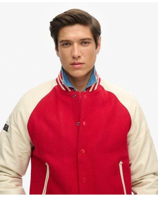 Superdry Red College Varsity Bomber Jacket for men