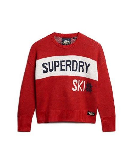 Superdry Red Retro Ski Knit Jumper