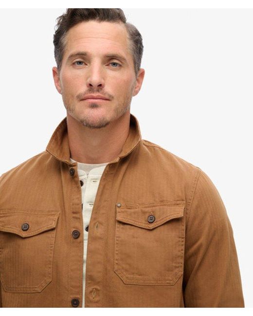 Superdry Brown The Merchant Store - Herringbone Overshirt for men