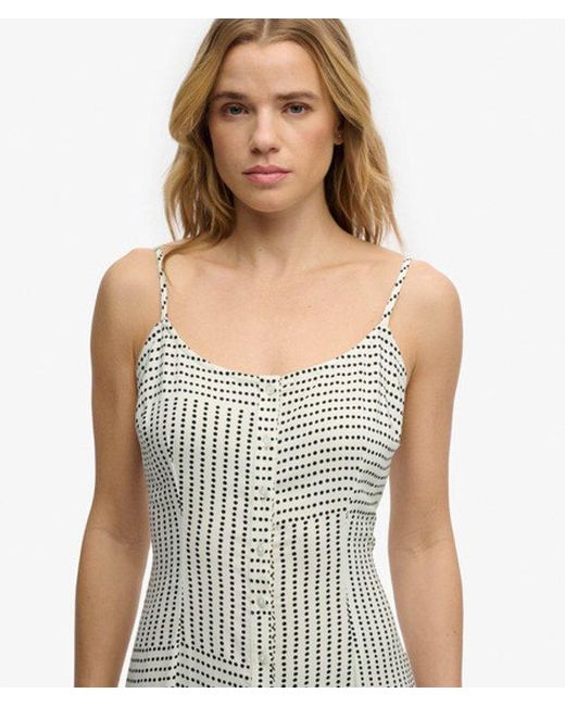 Superdry Print Button Down Cami Midi-jurk in het Green