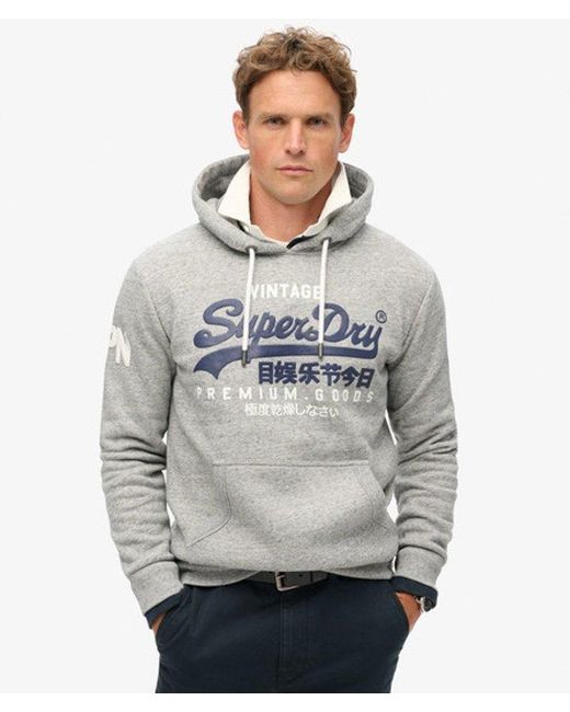 Sweat à capuche vintage logo en coton bio Superdry pour homme en coloris Gray