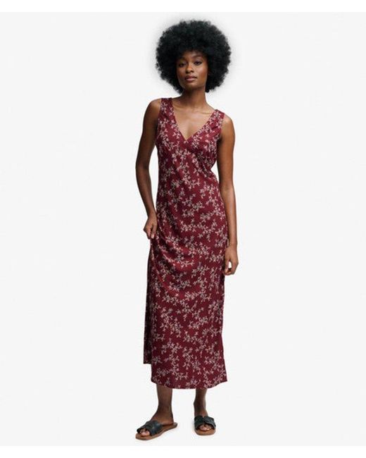Superdry Red & Co Printed Sweetheart Maxi Dress