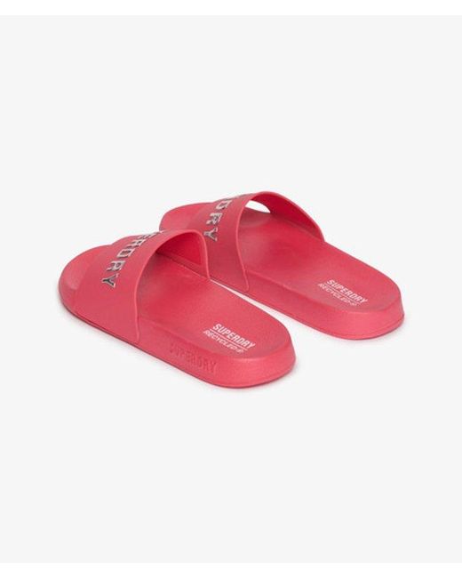 Superdry Pink Code Logo Pool Sliders