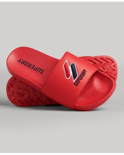 Superdry Red Core Pool Sliders Varsity