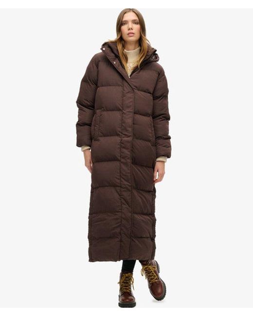 Superdry Brown & Co Classic Maxi Hooded Puffer Coat
