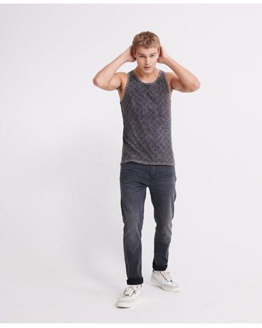 Superdry Blue Whistler Geo Vest Top Washed for men