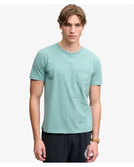 Superdry Blue Company Logo Relaxed Pocket T-Shirt for men
