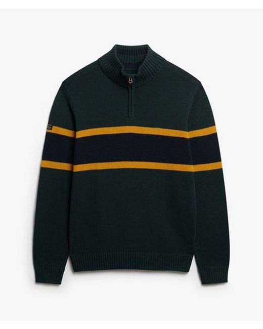 Homme Pull En Coton Rayé Demi-Zip Taille Superdry pour homme en coloris Black