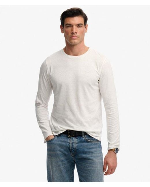 Superdry Gray & Co Classic Cotton Linen Long Sleeve Top for men