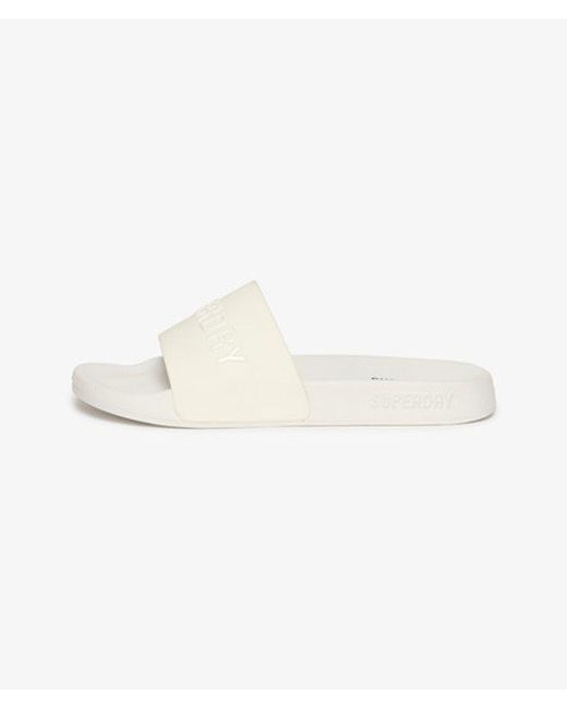 Superdry White & Co Classic Code Logo Pool Sliders