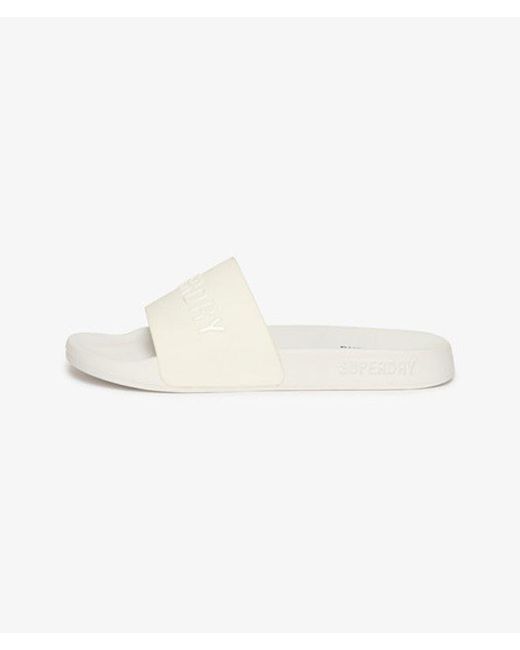 Superdry Code Logo Badslippers in het White