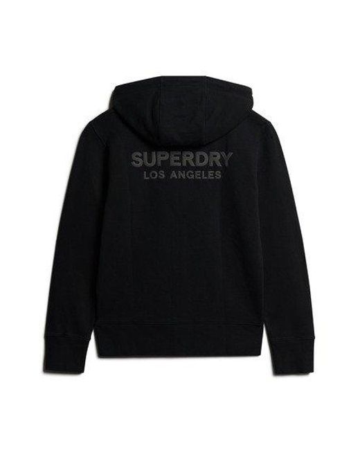 Superdry Black Luxury Sport Loose Zip Hoodie for men