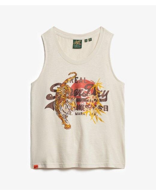 Superdry Red & Co Vintage Logo Tokyo Scoop Neck Tank Top
