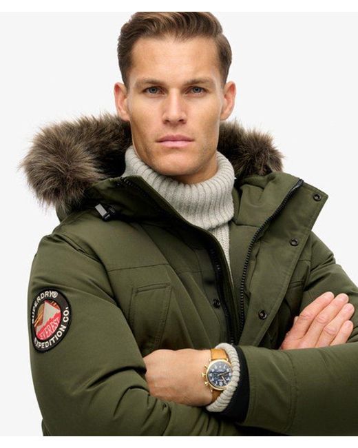 Superdry Green & Co Everest Faux Fur Parka Jacket for men
