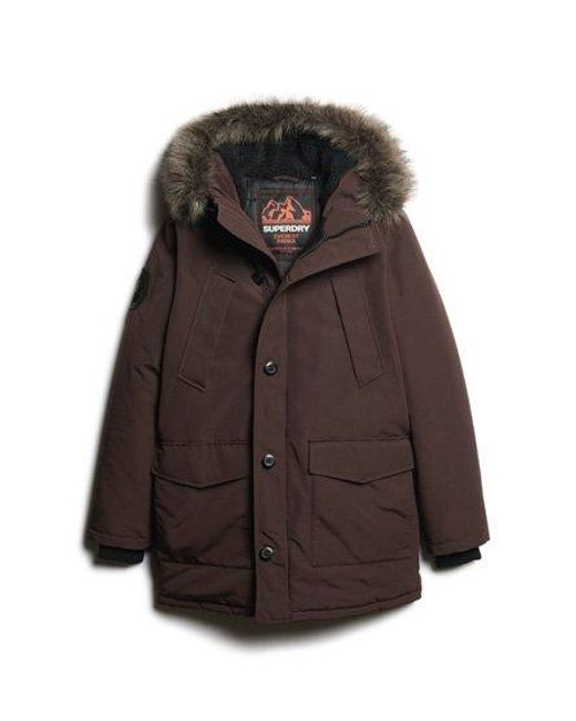 Superdry Brown Everest Faux Fur Hooded Parka Coat for men