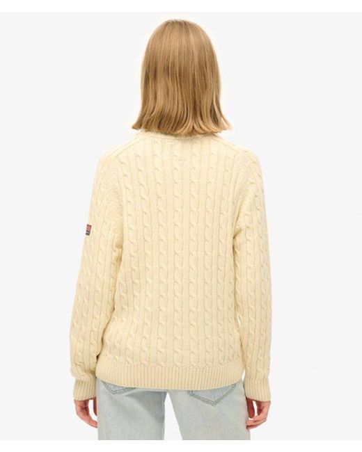 Superdry Natural & Co Cable Knit Slouchy Roll Neck Jumper