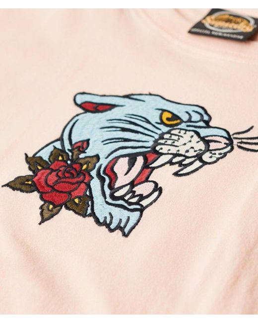 Superdry Natural Tattoo Embroidered Fitted T-shirt