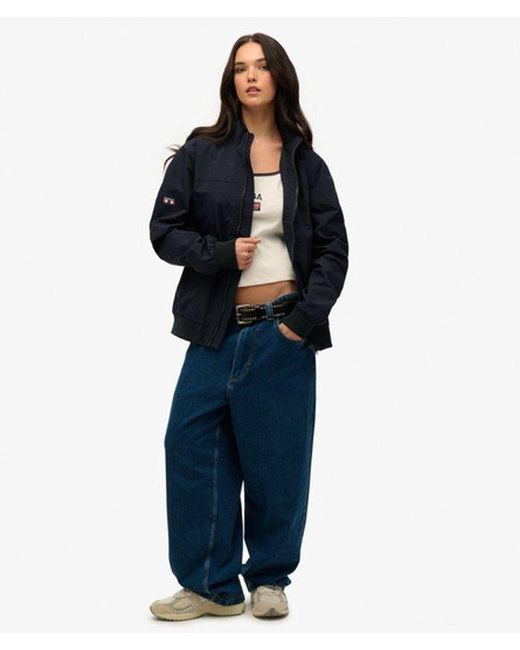 Superdry Blue Oversized Nylon Harrington Jacket