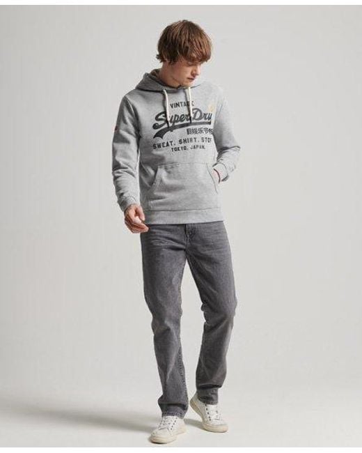 Superdry Gray Vintage Logo Store Classic Hoodie Ash Marl for men