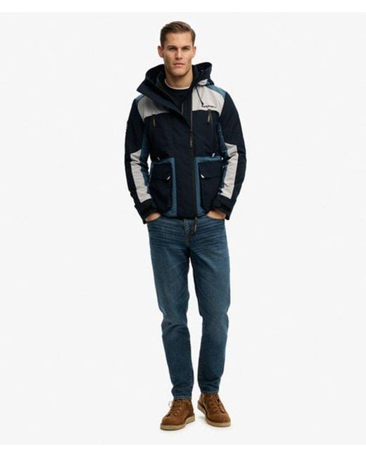 Superdry Blue & Co Hooded Colour Block Windbreaker Jacket for men