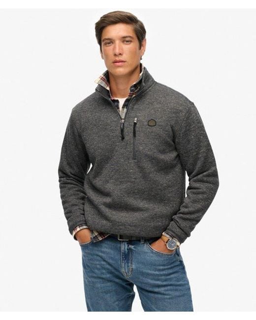 Superdry Gray Storm Fleece Half Zip Jumper for men