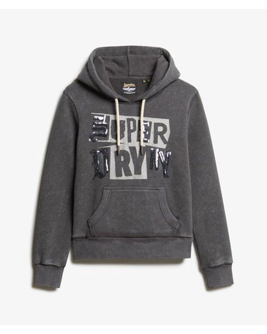 Superdry Gray & Co Embellished Punk Graphic Hoodie