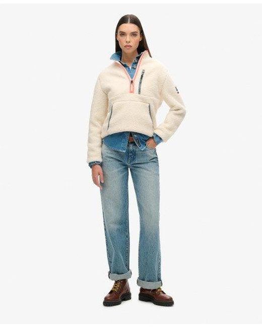 Superdry Outdoor Fleece Met Halve Rits in het White