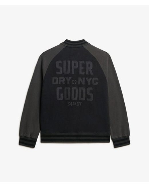 Superdry Black Colourblock Oversized College Graphic Jersey Bomber Jacket
