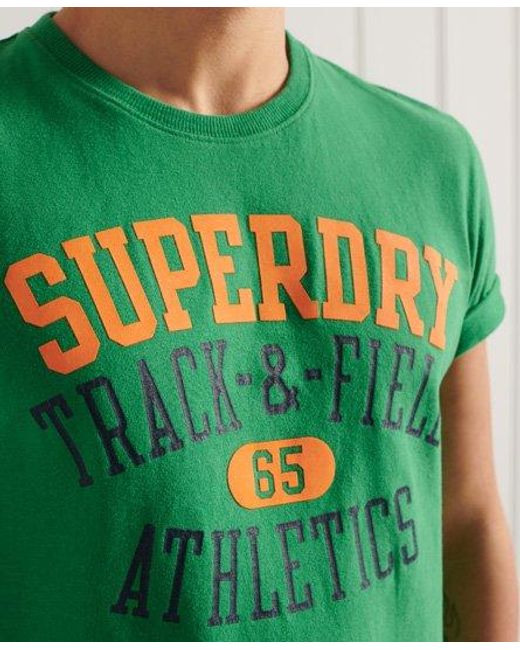 Superdry Green Lightweight Track & Field Graphic T-Shirt Oregon for men