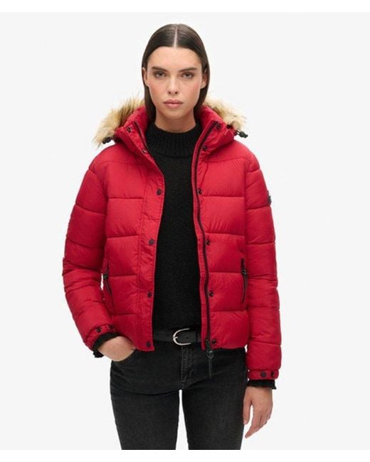 Superdry Red Hooded Mid Layer Short Jacket