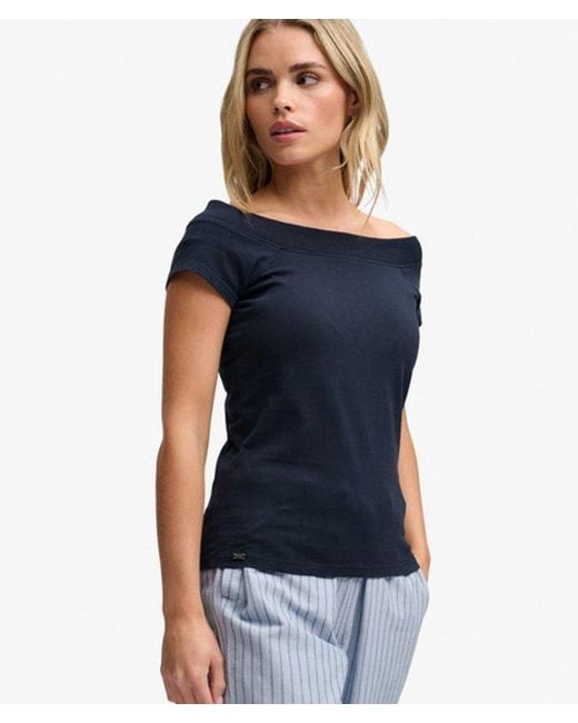 Superdry Blue & Co Athletic Essentials Off Shoulder Top