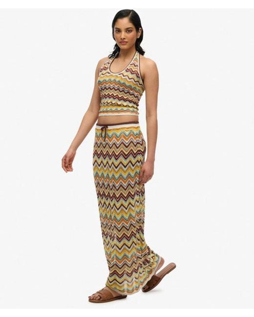 Superdry Metallic & Co Zigzag Knit Column Maxi Skirt