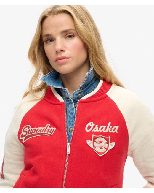Superdry Red & Co College Graphic Jersey Bomber