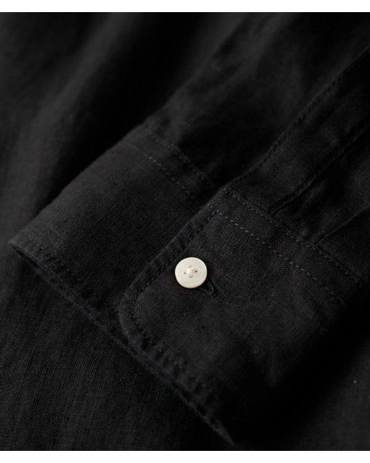 Superdry Black & Co Casual Linen Long Sleeve Shirt for men