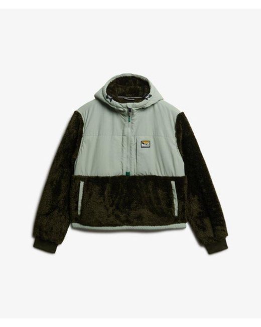 Superdry Green Super Soft Hybrid Half Zip Jacket