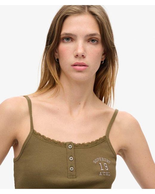 Superdry Green & Co Athletic Essentials Graphic Button Cami
