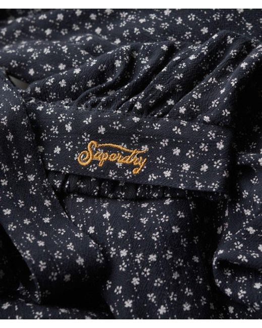 Superdry Blue Vintage Tie Front Top