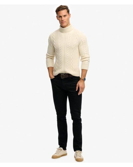 Superdry Brown & Co Jacob Cable Roll Neck Jumper for men