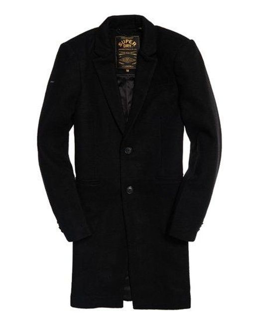 Superdry Black Camden Over Coat for men