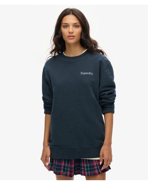 Superdry Blue & Co Oversized Core Logo City Loose Crew Sweatshirt